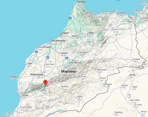 Тубкаль на карте (Марокко)