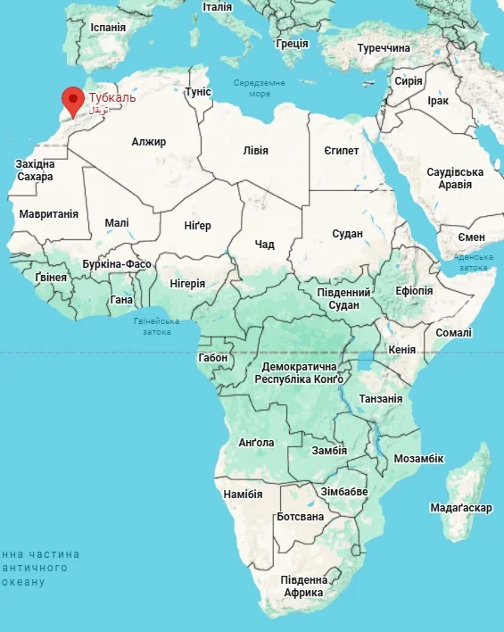 Тубкаль на карте (Африка)